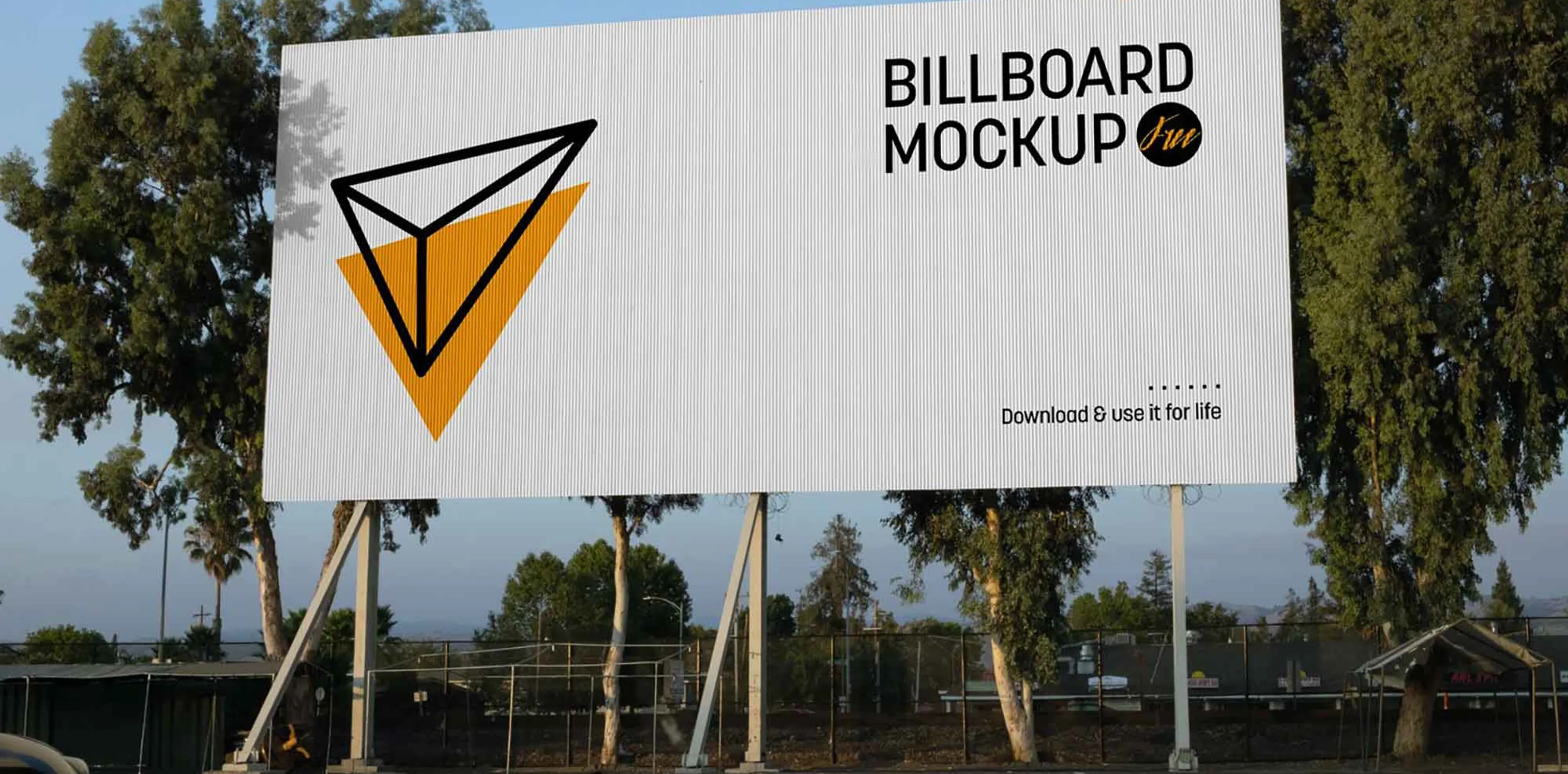 Outdoor billboard mockup in a natural landscape
