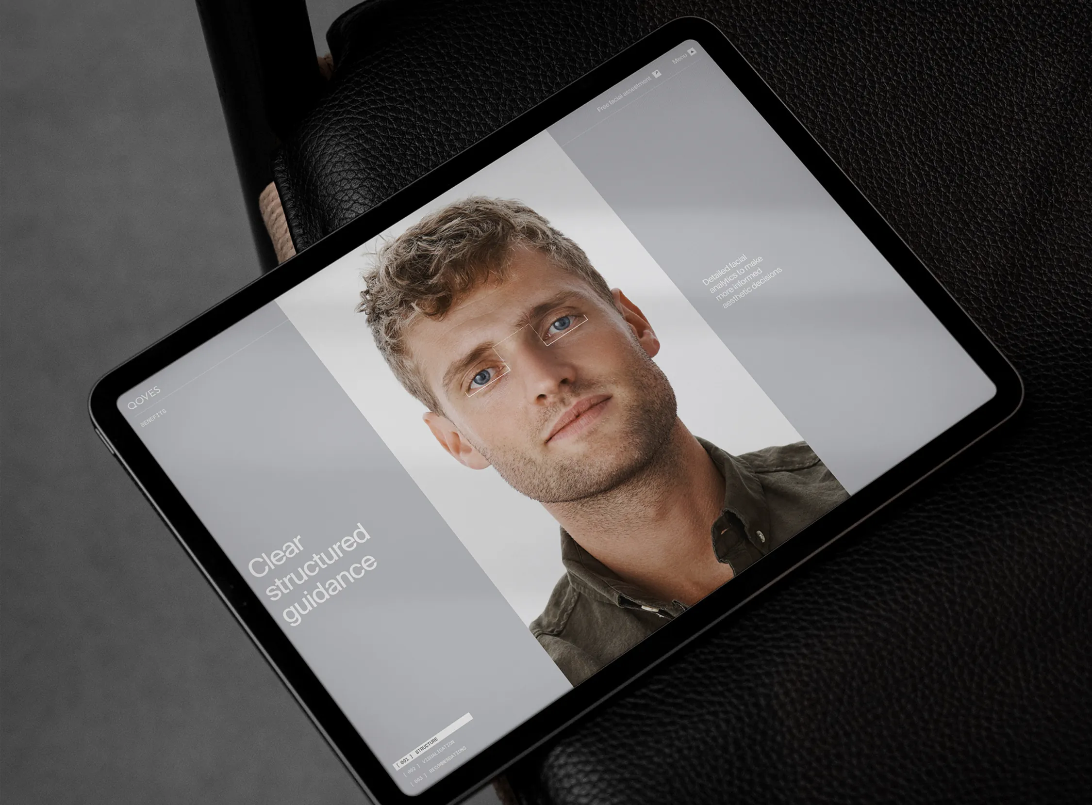 Tablet mockup showing a portrait campaign for the project