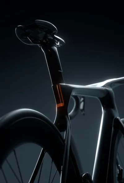 Close-up of a black bicycle frame